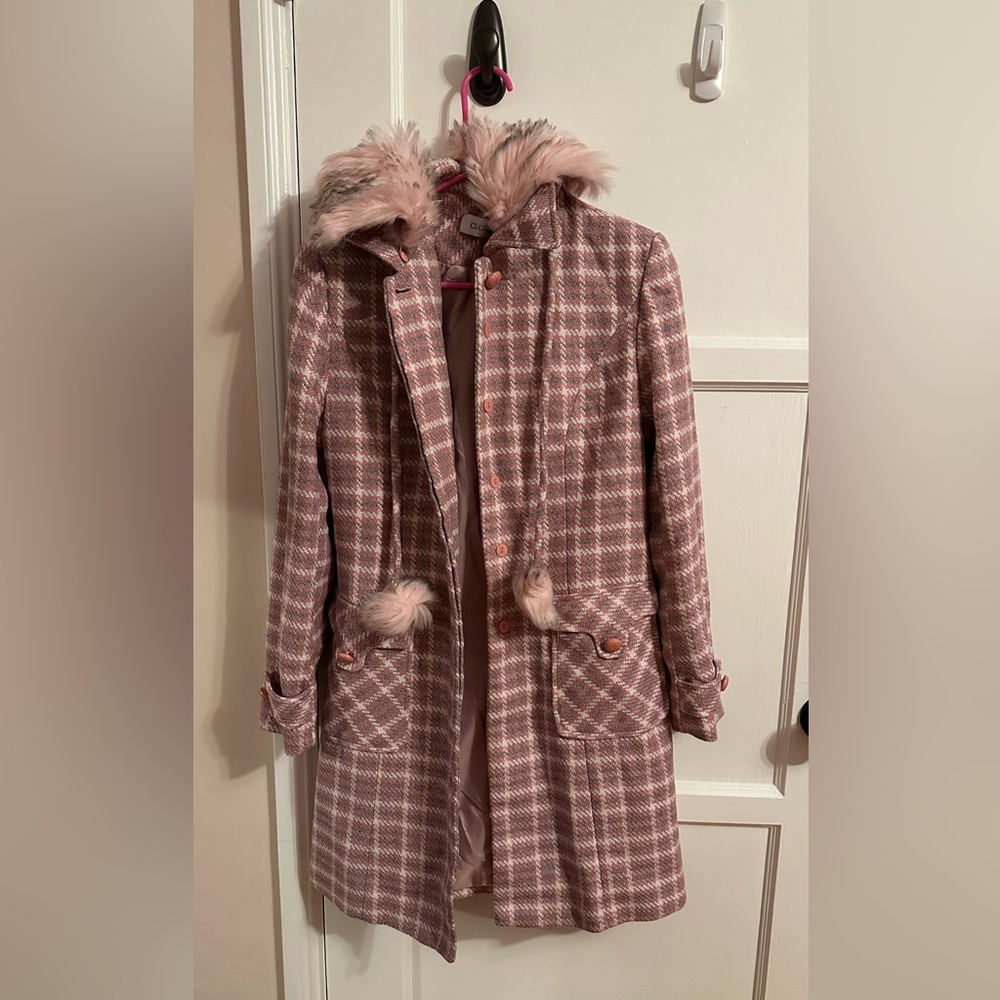 Pink Coat With Fur Collar Girl